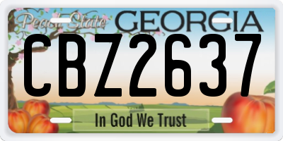 GA license plate CBZ2637