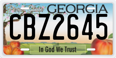 GA license plate CBZ2645
