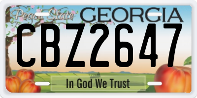 GA license plate CBZ2647
