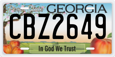 GA license plate CBZ2649