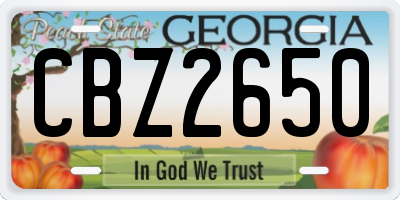 GA license plate CBZ2650