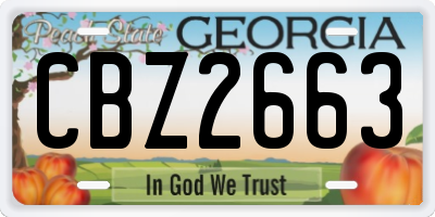 GA license plate CBZ2663