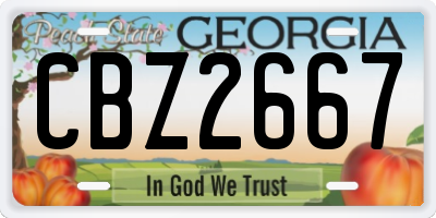 GA license plate CBZ2667