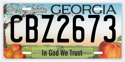 GA license plate CBZ2673