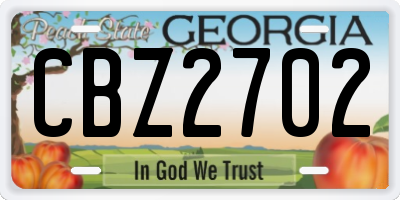 GA license plate CBZ2702
