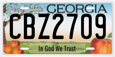 GA license plate CBZ2709