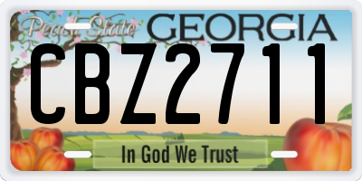GA license plate CBZ2711