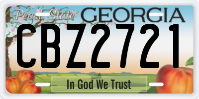GA license plate CBZ2721