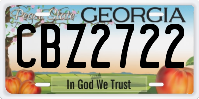 GA license plate CBZ2722