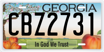 GA license plate CBZ2731