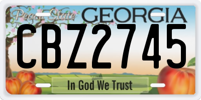 GA license plate CBZ2745