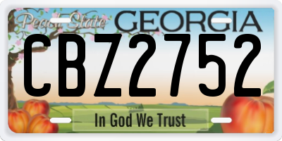 GA license plate CBZ2752