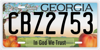 GA license plate CBZ2753