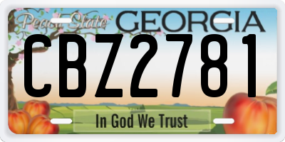 GA license plate CBZ2781