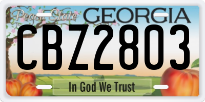 GA license plate CBZ2803