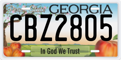 GA license plate CBZ2805