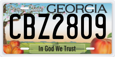 GA license plate CBZ2809