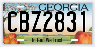 GA license plate CBZ2831