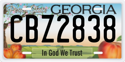 GA license plate CBZ2838