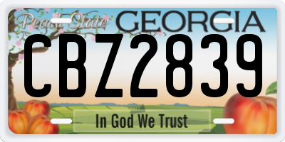 GA license plate CBZ2839