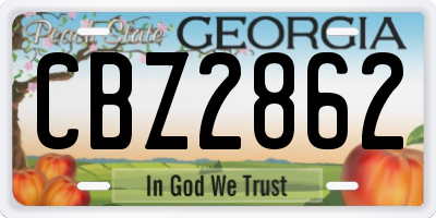 GA license plate CBZ2862