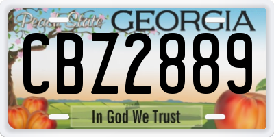 GA license plate CBZ2889