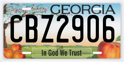 GA license plate CBZ2906