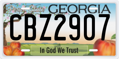 GA license plate CBZ2907