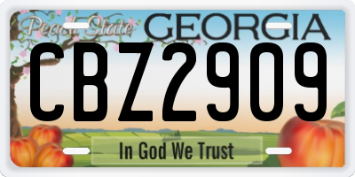 GA license plate CBZ2909
