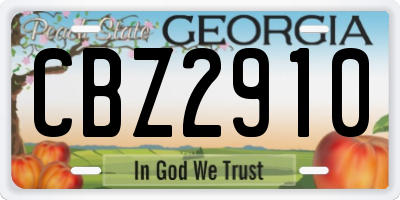 GA license plate CBZ2910