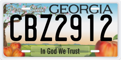 GA license plate CBZ2912