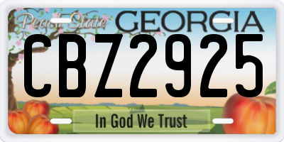 GA license plate CBZ2925