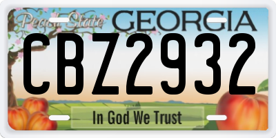 GA license plate CBZ2932