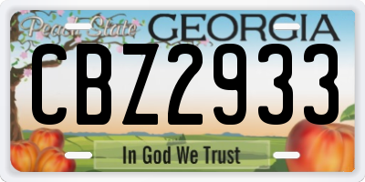 GA license plate CBZ2933