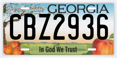 GA license plate CBZ2936