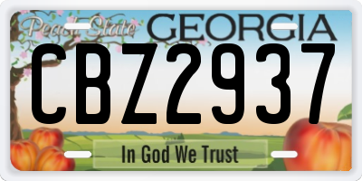 GA license plate CBZ2937