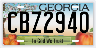 GA license plate CBZ2940