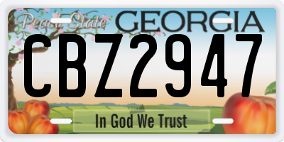 GA license plate CBZ2947
