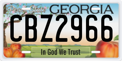 GA license plate CBZ2966