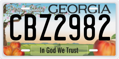 GA license plate CBZ2982