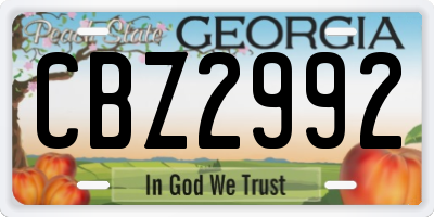 GA license plate CBZ2992