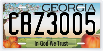 GA license plate CBZ3005