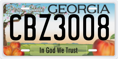 GA license plate CBZ3008