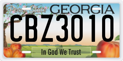 GA license plate CBZ3010