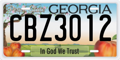 GA license plate CBZ3012