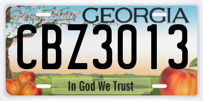 GA license plate CBZ3013
