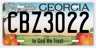 GA license plate CBZ3022