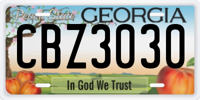GA license plate CBZ3030