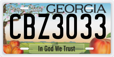 GA license plate CBZ3033
