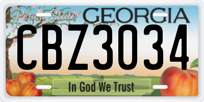 GA license plate CBZ3034